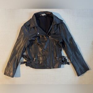 Vintage genuine leather biker jacket